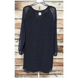 CABi Sz Medium Modern Harlequin Diamond Shift Dress Lined. Blue Black